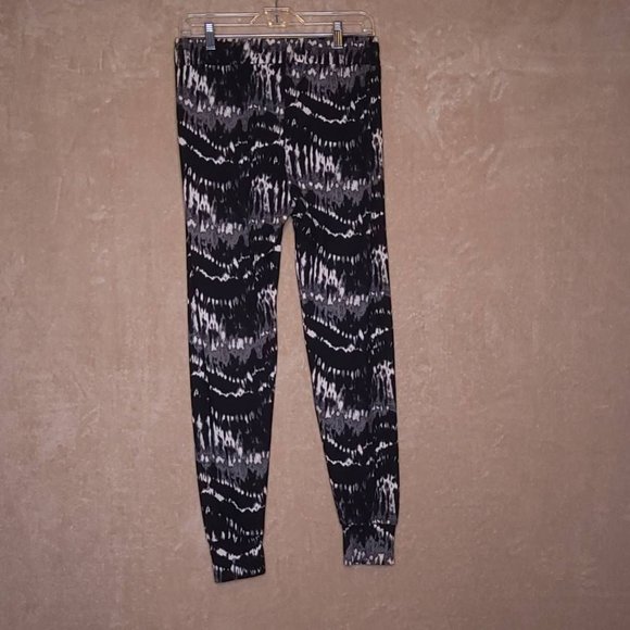 Bcbgeneration Womens Jogger Pants Black High Rise Stretch Adjustable Tie Dye‎ L - Picture 2 of 10